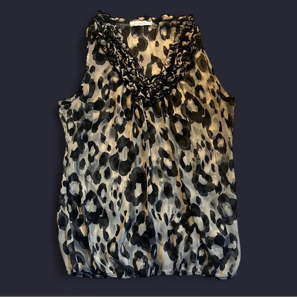Y2K Charlotte Russe Leopard Ruffle Blouse Size L